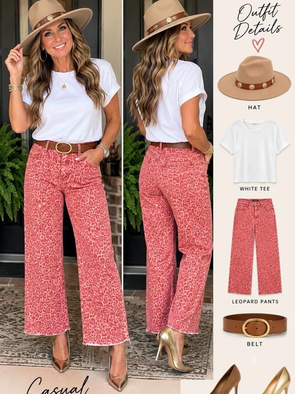 High-Rise Pink Leopard Print Wide-Leg Jeans